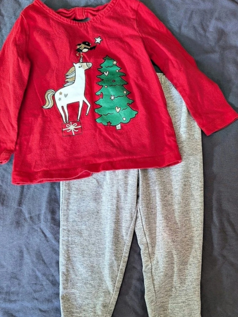 Baby Girl Christmas Unicorn Matching Outfit Sparkle Size 18M *